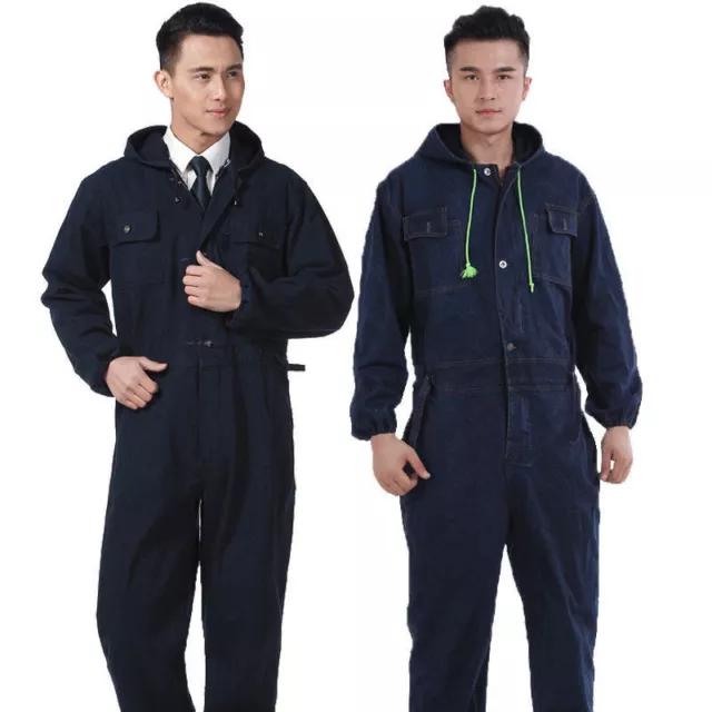 Men women Boilersuit Hooded Jumpsuit Workwear Coverall Overall Tuff Work Uniform