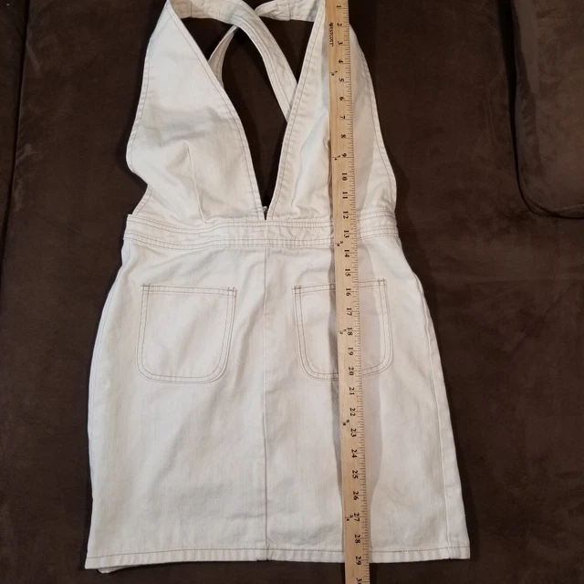Bdg Denim Skirt Overalls Size 6 Urban Outfitters Off White With Beige Stitching
