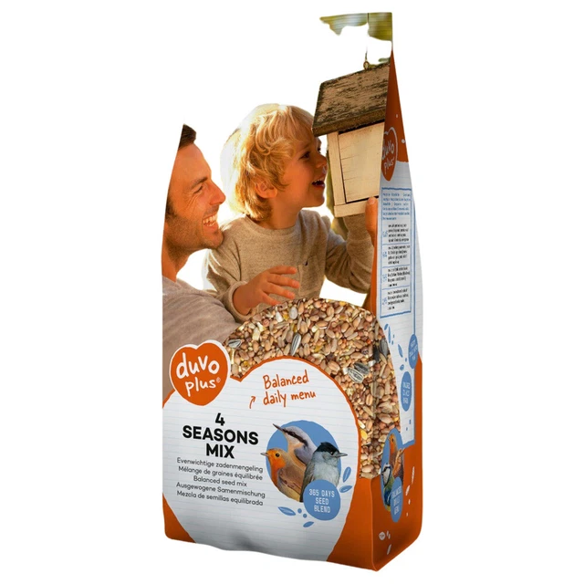 Duvo + Gartenvögel Mix 4 Estaciones 1 KG, Comida para Pájaros, Nuevo