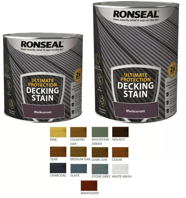 Ronseal 2.5L, 5L Ultimate Protection Decking Stain Rich Colour Extra Tough Paint