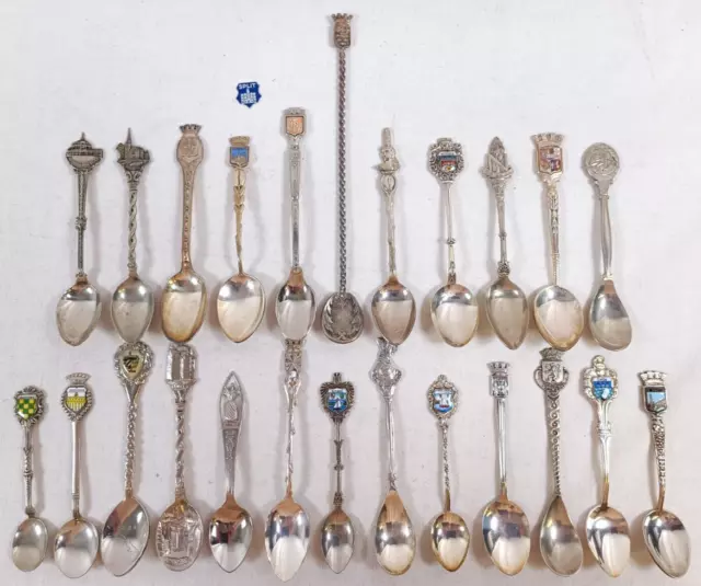 Lot 24 CUILLERE METAL Souvenir ARGENT MASSIF Collection Couvert VINTAGE Art S1