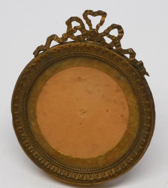 Cadre Photo Ancien En Bronze Doré à Suspendre - Décor Nœud