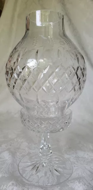 Vintage Rogaska Gallia Crystal 2 Pc. Hurricane Lamp Hand Blown Hand Etched  12,5