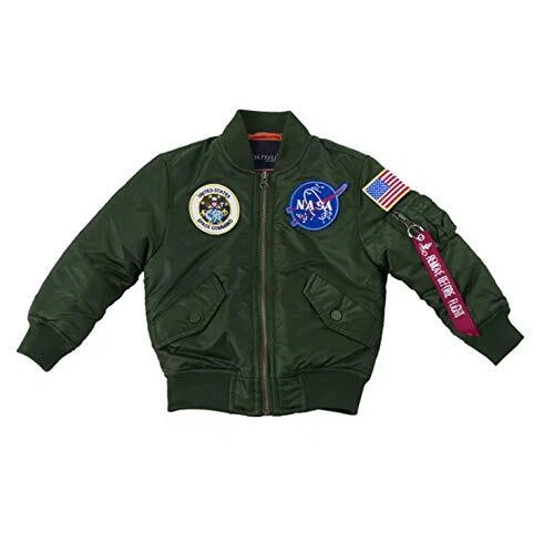 OYSTERBOY Youth NASA MA-1 Flight Light Weight Jacket Military Coat for Kids Boys
