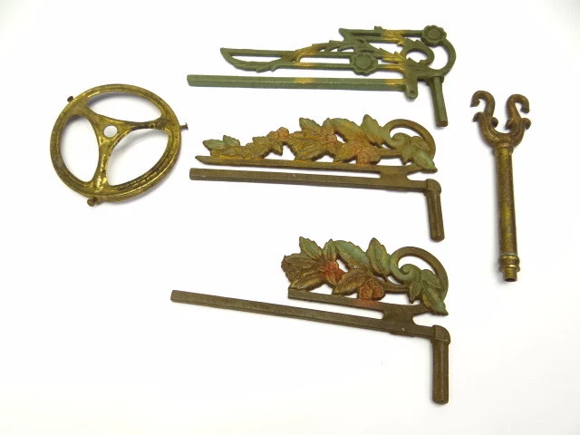 1920's Brass Painted Cast Iron Drapery Cranes Swing Arm Curtain Rods Parts 3