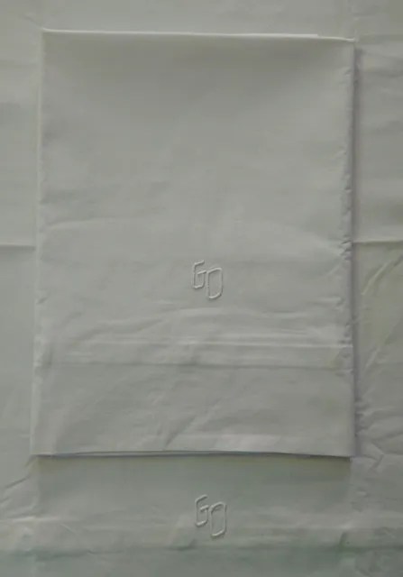 2x alter Kopfkissenbezug Bezug f. Kissen Weißwäsche Baumwolle Monogramm 73x81 cm
