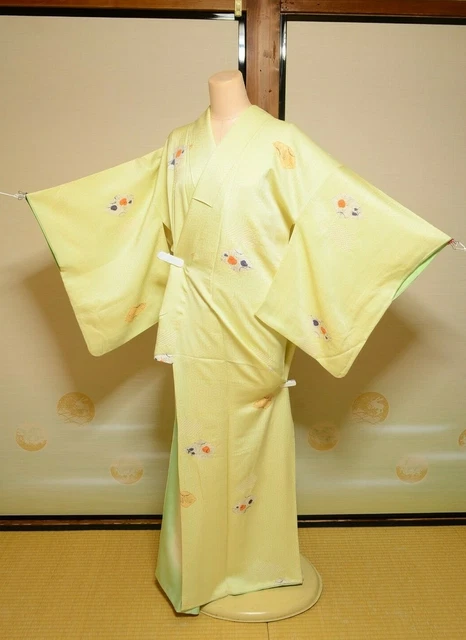 Silk Kimono Komon Women Japanese vintage Robe 148cm /1030