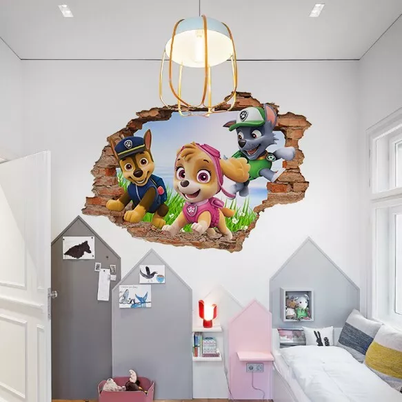 Adesivo Murale 200x140cm effetto 3D decorazione Paw Patrol cameretta bambini