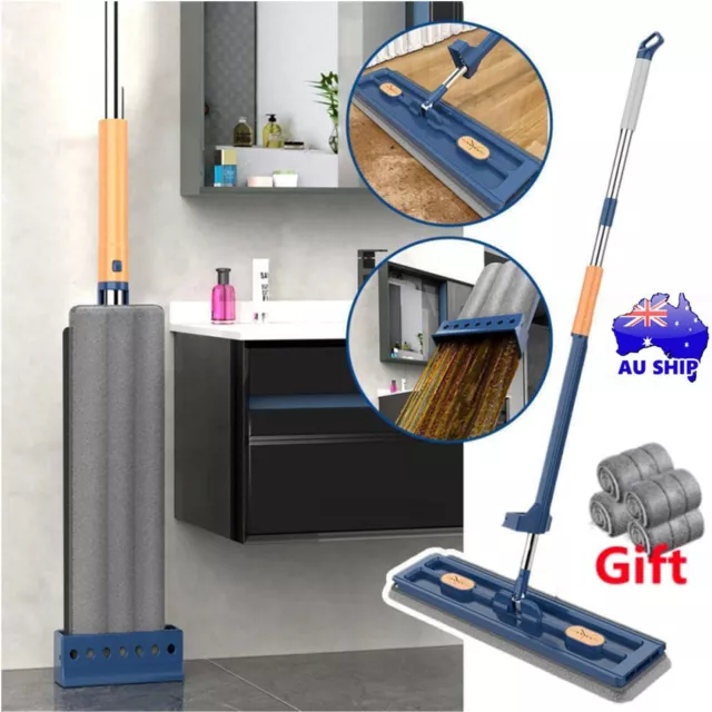 Large Flat Mop 360° Rotatable Adjustable Cleaning Mop Magic Self Wringing Mop AU 2