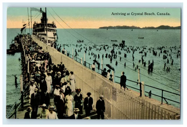 c1910s Arriving at Crystal Beach Canada Sunset View Foreign Unposted Postcard