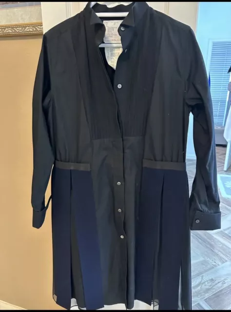 SACAI shirt pleated dress Black XL