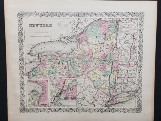 1855 Colton Map - New York - 100% Genuine Antique