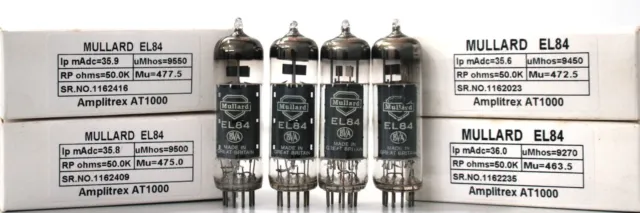 EL84 Mullard Made in Great Britain Amplitrex Tested Qty 1 Matched Quad 4 pcs