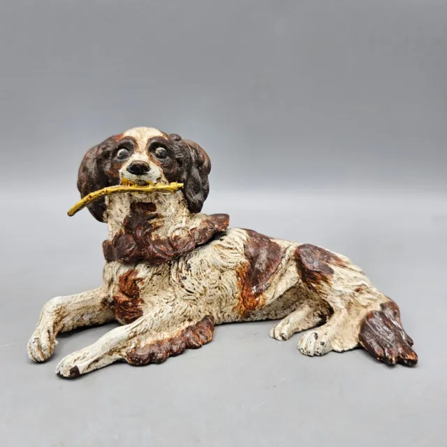 Austrian Cold Painted Bronze Spaniel Dog Inkwell Marked "Geschutzt"