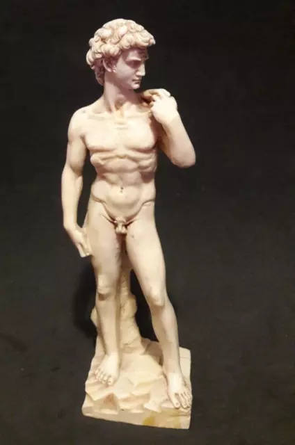 Statua riproduzione David di Michelangelo ( Sigla), polvere di marmo, Vintage