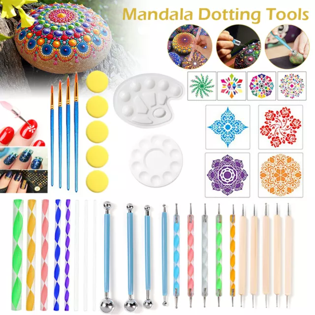 Mandala Dotting Tools Pen Rock Painting Kit Dot Art Paint Stencils Sets  38pcs
