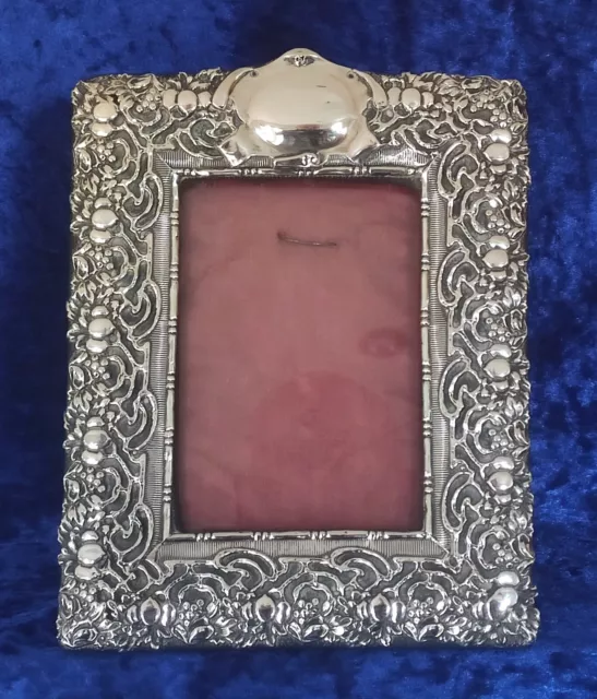 Victorian Synyer & Beddoes Sterling Silver Repousse Rectangular Photo FrameC1898