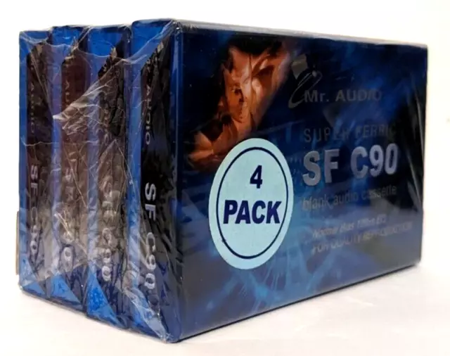 Mr Audio SF C90 – 4 PACK – 90 Mins Recordable Audio Blank Cassette tapes – New