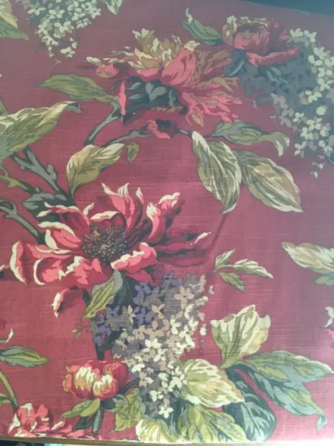 CROSCILL Home Cottage Floral Red & Gold  SHOWER CURTAIN 72 x 74