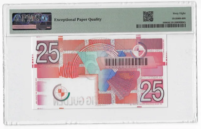 Netherlands 25 Guilder 1989 Unc pn 100 PMG 68 EPQ, Banknote24 2