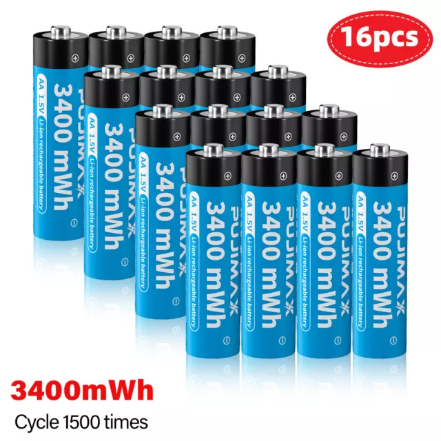 1.5V AA AAA Rechargeable Lithium Batteries with AA/AAA Battery Charger LOT