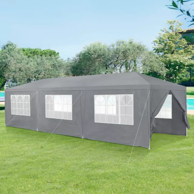 Pavillon 9x3m Gartenzelt Partyzelt Gartenpavillon Bierzelt Festzelt Dunkelgrau