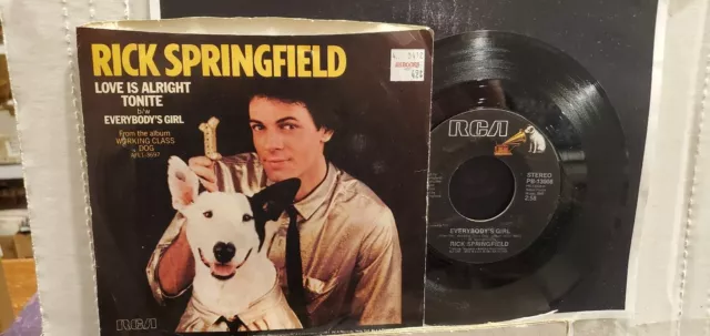 RICK SPRINGFIELD 7" 45 RPM "Love Is Alright Tonite""Everybody's Girl"w/PS VGcond