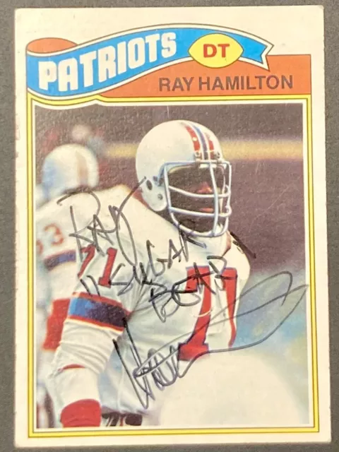 Ray "Sugar Bear" Hamilton Autographed Topps Card #334 New England Patriots