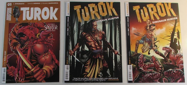 Turok Lot of 3 #1,Dinosaur Hunter 1,2 Dynamite (2017) 1st Print Comic Books