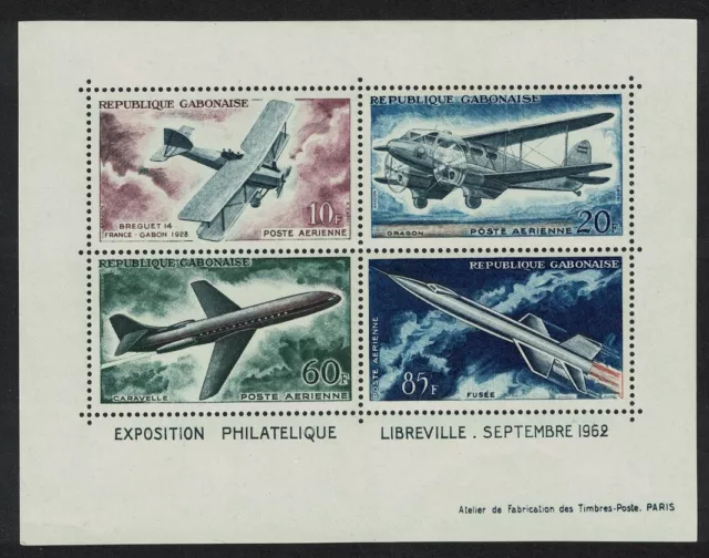 Gabon Evolution of Air Transport Space MS 1962 MNH SG#MS193 CV£10.-