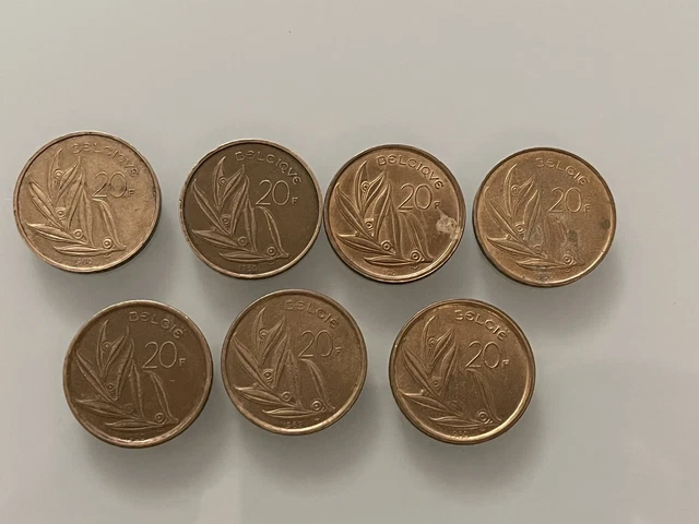 Lot 1980 - 1982 Belgium / Belgique 7 x 20 Francs Baudouin I  - Coin / Piece