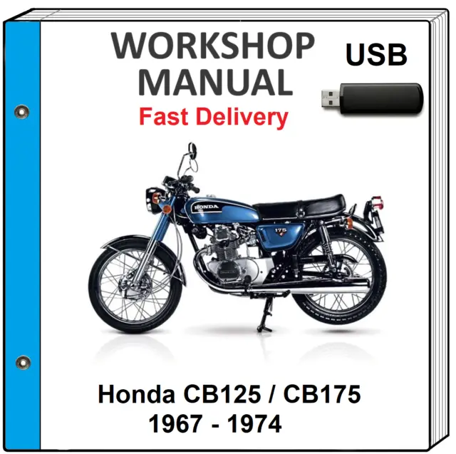 Honda Cb125 Cb175 1967 1968 1969 1970 1971 1972 Service Repair Shop Manual Usb
