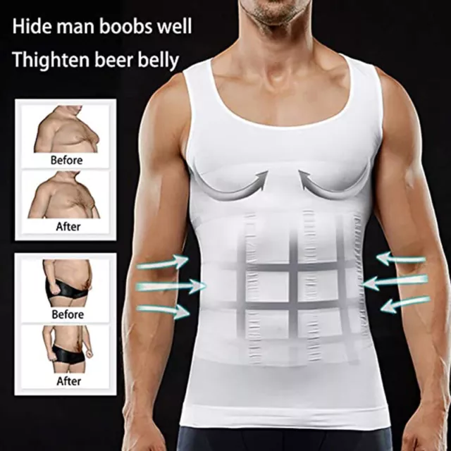 Herren Bauch Kompression Weste T-Shirt Körperformer Shapewear Unterwäsche Sport 2