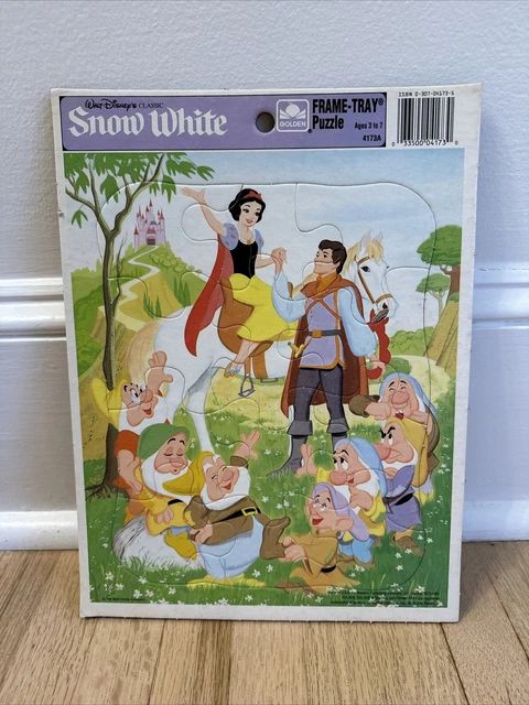 VINTAGE 1980 DISNEY’S Snow White and the Seven Dwarfs Golden Frame Tray ...