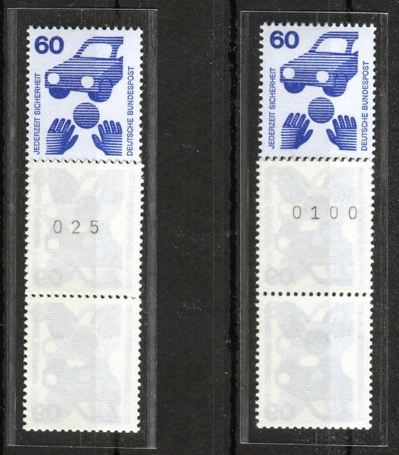 2x Bund 701 A R postfrisch g.Nr +u.Nr Fünferstreifen Rollenmarken 5-er Streifen