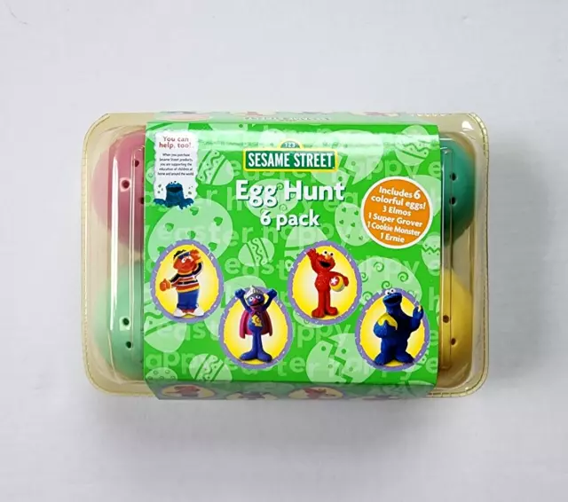 Sesame Street Egg Hunt 6 Pack Fisher Price Mattel 2007 Sealed Rare Elmo Grover