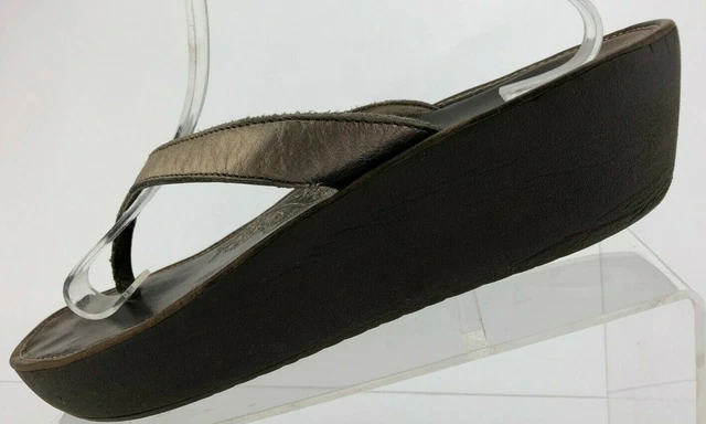 Olukai Thong Sandals Comfort Brown Slides Flip Flop Wedge Platform Womens US 10