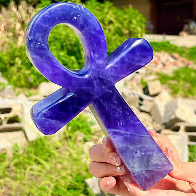 2.04LB   Natural Fluorite Crystal carved cross healing