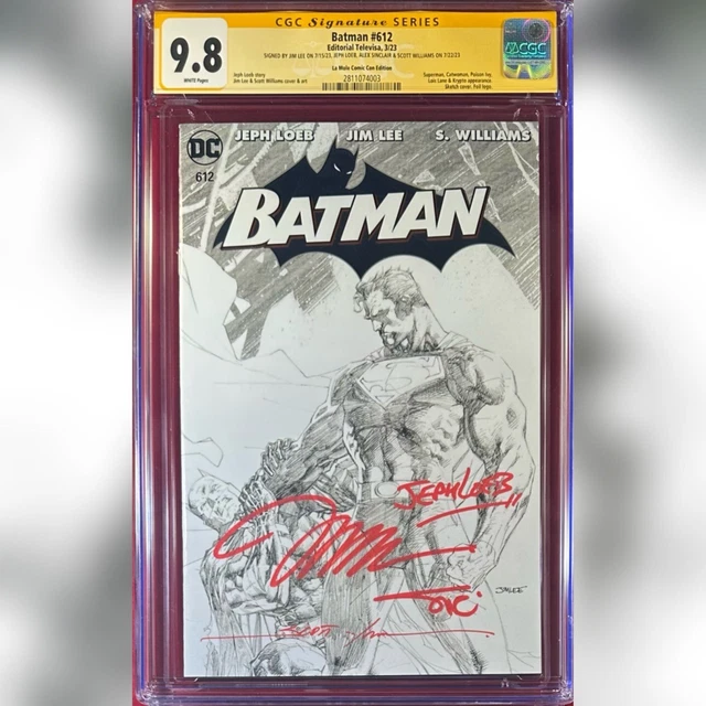 Batman 612 Foil Cgc 9.8 Ss Signed Jim Lee Scott Williams Alex Sinclair Jeph Loeb