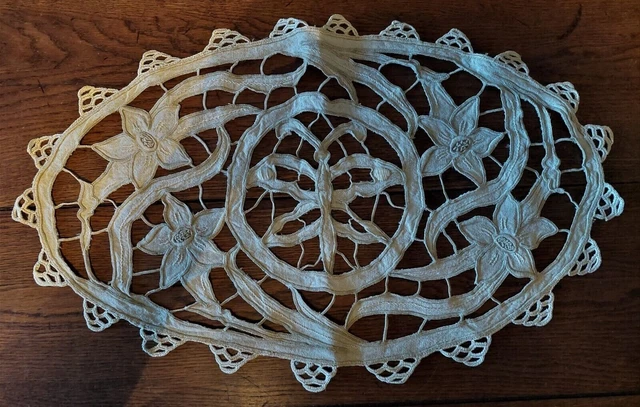 Doily Antique Embroidered Linen