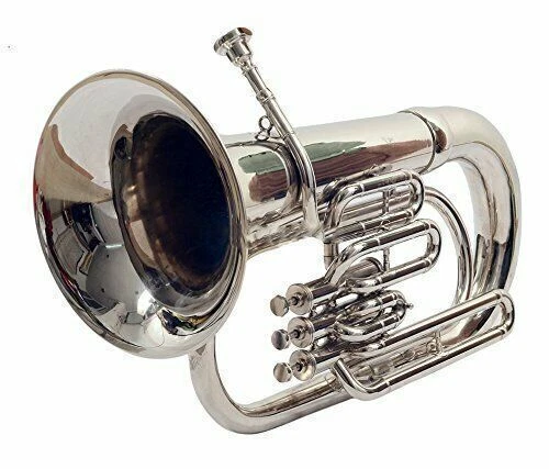 MELODY SOUND SILVER! Bb FLAT,3 VALVE EUPHONIUM FREE HARD CASE+MOUTHPIECE BRASS