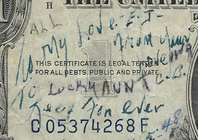 Rare Old US Blue Seal 1935 Dollar Bill Collection Silver Certificate LOVE NOTE!! 3