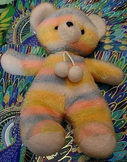 S12/ doudou peluche ours arc en ciel NOUNOURS vintage