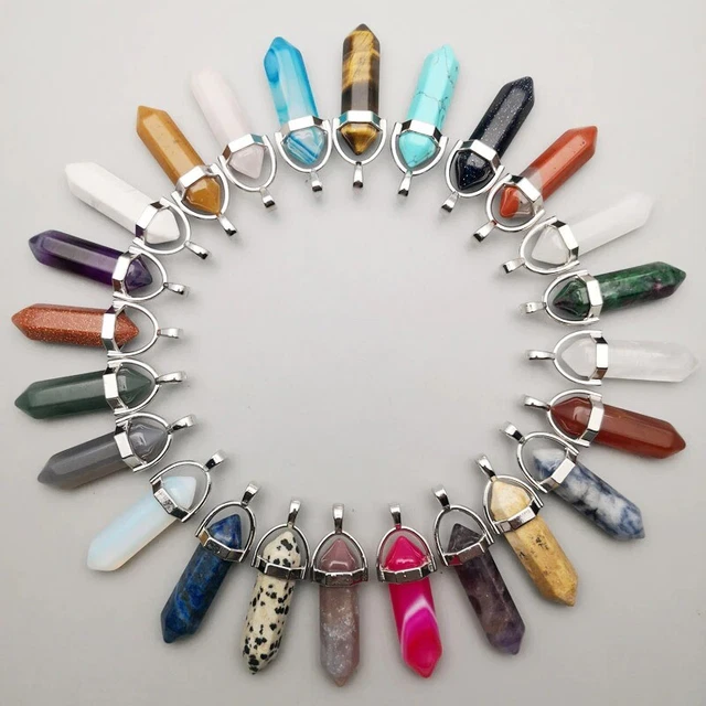 Wholesale 60pcs Assorted Stone Quartz Hexagonal Bracelet Necklace Pendant 2