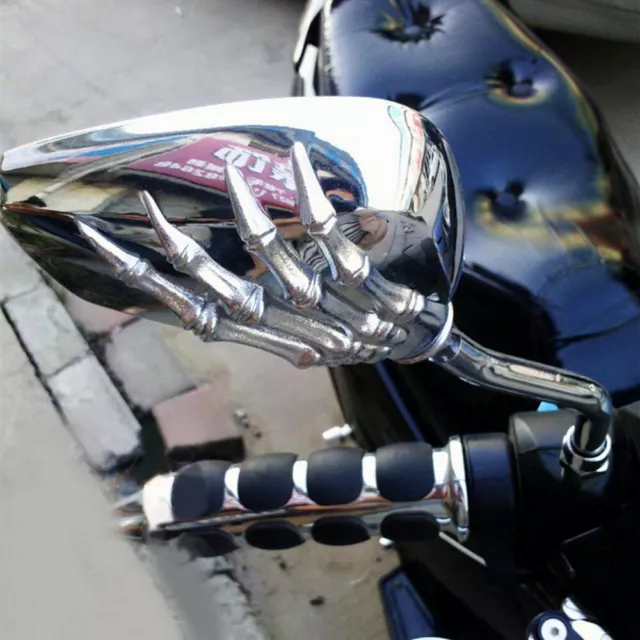 Chrome Skull Hand Rearview Mirrors For Kawasaki Vulcan Vn 750 800 900 1500 1600