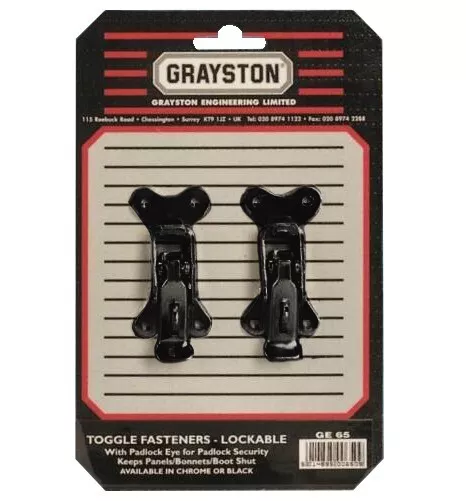 Coffre Voiture Capot Bouton Attaches Prise Clips Grayston GE65B Noir Race Rally