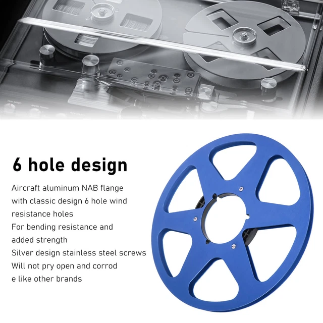 (Blue)1/4 10.5 Inch Empty Takeup Reel Aluminum Alloy Opening Machine Part