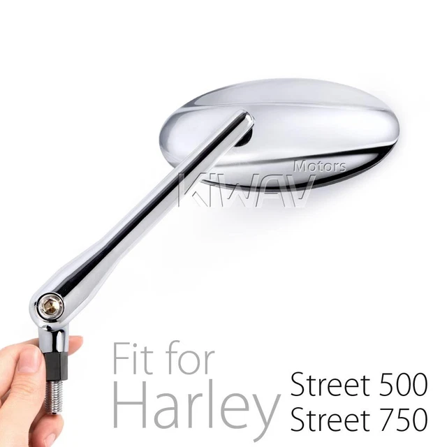 Rétroviseurs moto Ultra ovales chromé paire pour Harley Street 750 2014-2017