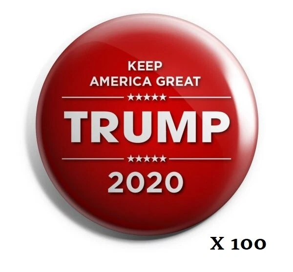 Trump 2020 Buttons: "Keep America Great" (Red) - Bestseller Wholesale Lot of 100