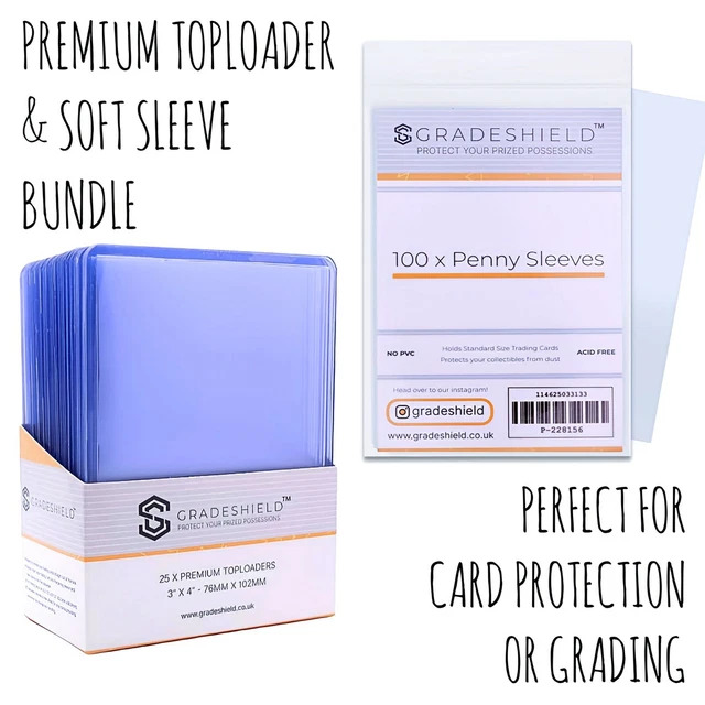 PREMIUM TOP LOADERS & Card Sleeve Combo 100 Sleeves / 25 Toploaders